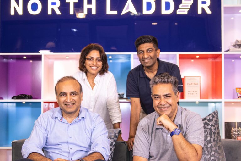 The NorthLadder Leadership Team - Seated Left to Right - Sandeep Shetty & Pishu Ganglani, Standing Left to Right - Neha Kalra & Mihin Shah_