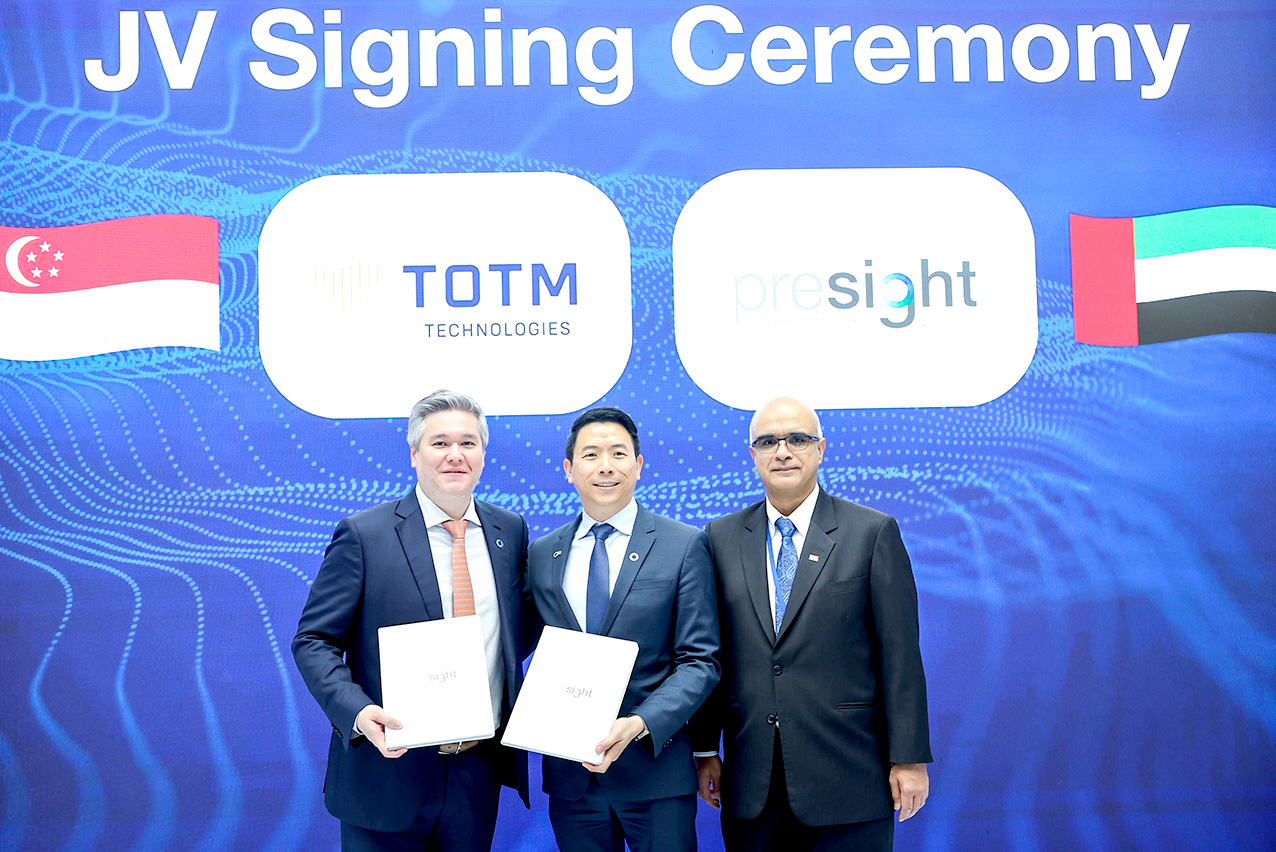 From Left to Right Pierre Prunier, CEO & Executive Director, Thomas Pramotedham, CEO of Presight, H. E. Kamal R. Vaswani, Singapore’s Ambassador to the United Arab Emirates