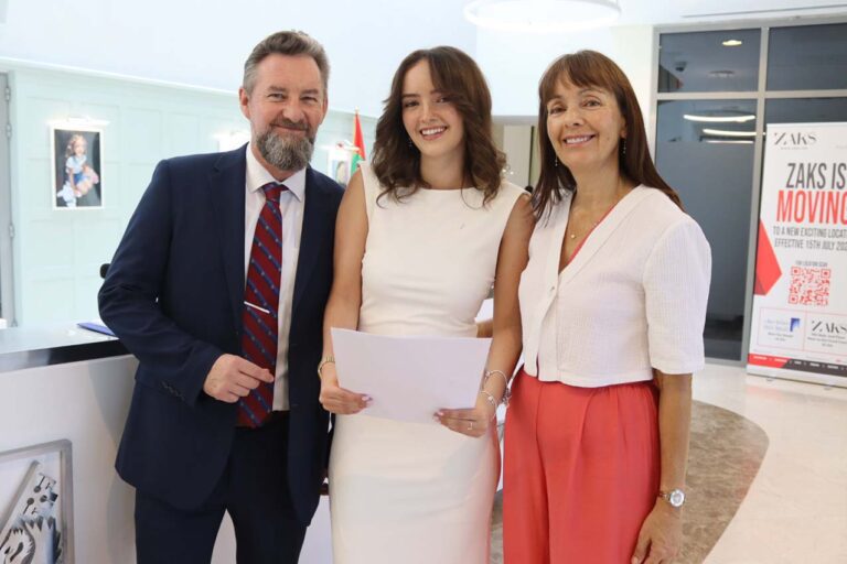 Brighton College Al Ain pupil Lucy Evans and parents
